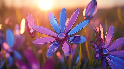Serene Summer Meadow Colorful Wildflowers Under a Bright Blue Sky, Soft Focus for Dreamy Vibes