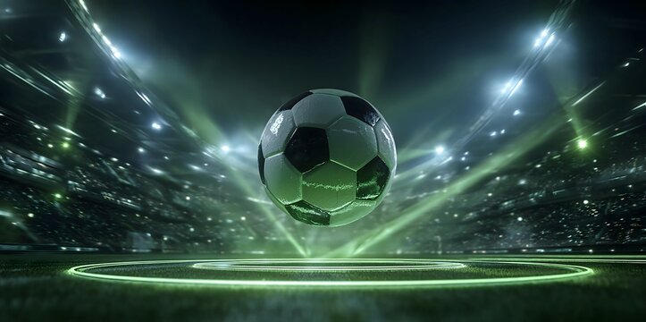 soccer ball in the light of stadium