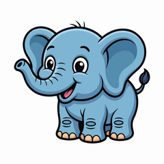Fototapeta premium Cute Cartoon Elephant Vector – Smiling Baby Elephant