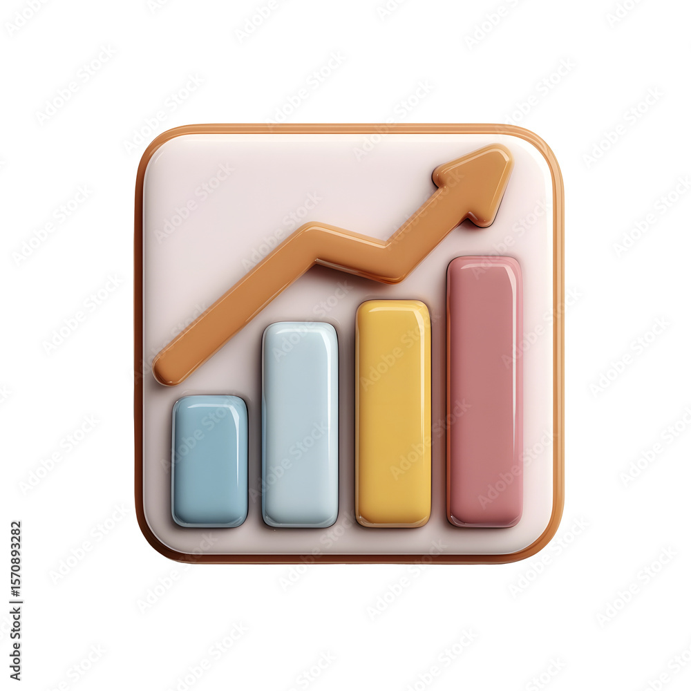 Aufkleber A 3D abstract representation of a bar graph or chart in a pastel color palette conveying concepts of data analysis business performance and economic progress