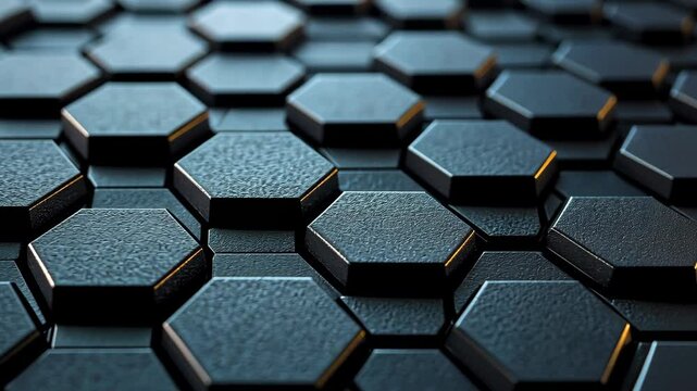 Close-up view of interlocking hexagonal tiles creating a textured surface with soft lighting