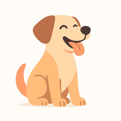 Happy Cartoon Dog Sitting With Tongue Out