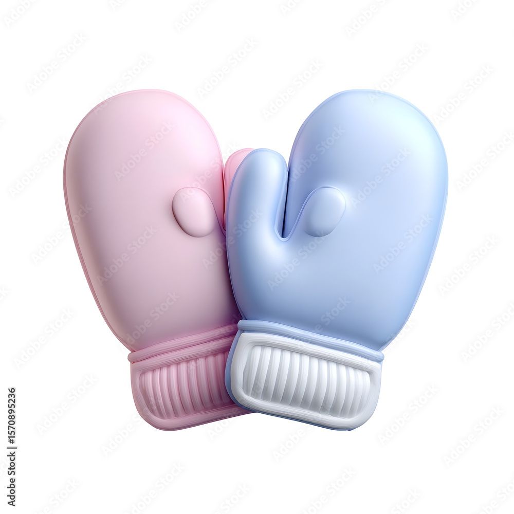 Aufkleber This image depicts a pair of winter mittens in a pastel color palette featuring a soft and smooth texture with a minimalist cute design  The mittens are centered against a clean