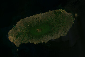 Satellite image of Jeju Island, the southernmost province of South Korea- contains modified USGS/NASA Landsat Data (2024)