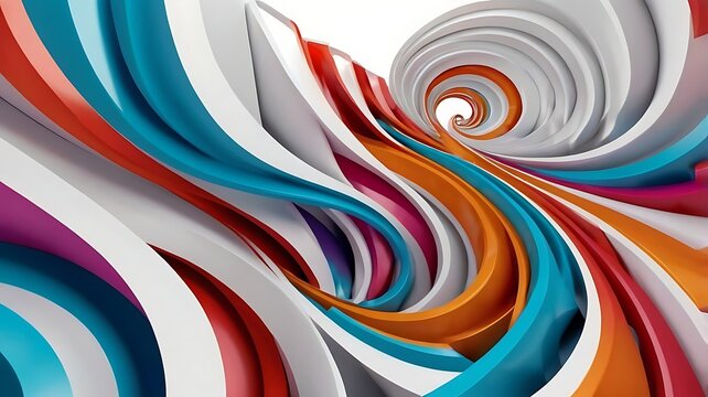 Abstract Swirling Colorful 3D Render Vibrant Hues and Dynamic Curves