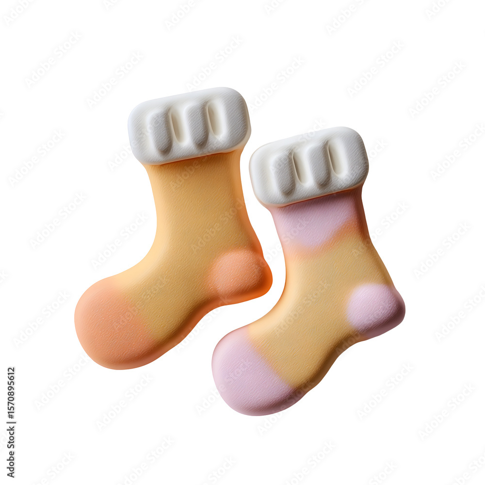 Aufkleber A pair of warm and cozy wool socks in a soft pastel color palette featuring a smooth and minimalist design creating a visually appealing and tactile aesthetic
