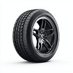 Obraz premium Sleek Black Alloy Wheel and Tire Design , white background cut out PNG