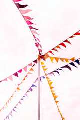 Colourful Festival Bunting Flags Flying From A Pole
