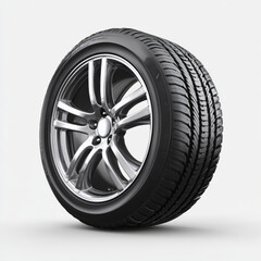 Obraz premium Sleek Alloy Wheel and Tire Design , white background cut out PNG