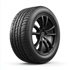 Obraz premium Stylish Black Tire and Wheel Design , white background cut out PNG