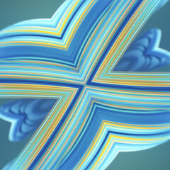 Illustration of symmetrical shape formed by twisted ribbons. 3d rendering