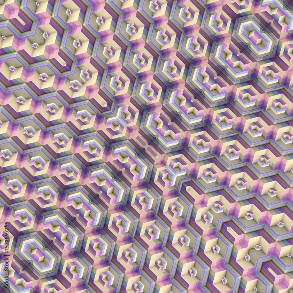 Poster pattern of cubes with symmetrical composition. 3d rendering illustration