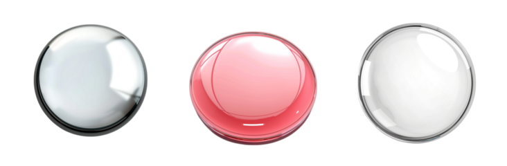 Glossy, colored buttons on a , minimalist stylish design transparent background Generative AI