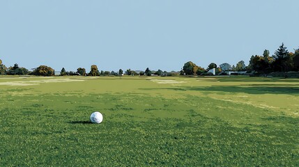 Evenly trimmed field with single ball and tee drawing central focus