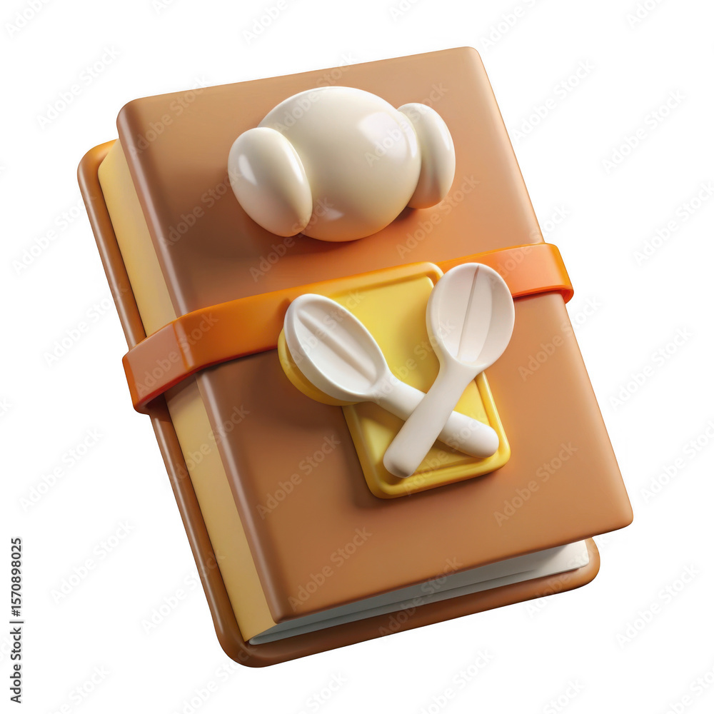 Aufkleber 3d cookbook with chicken and spoon embellishments isolated on transparent background