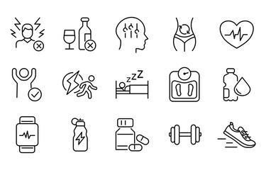Healthy lifestyle icon set