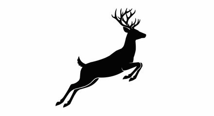 Obraz premium Leaping Deer Silhouette on White