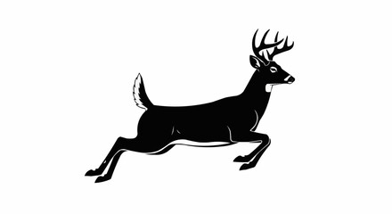 Obraz premium Leaping Deer Silhouette on White