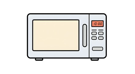 Modern White Microwave Oven with Digital Timer Display Flat Vector Illustration for Kitchen and Home Cooking
