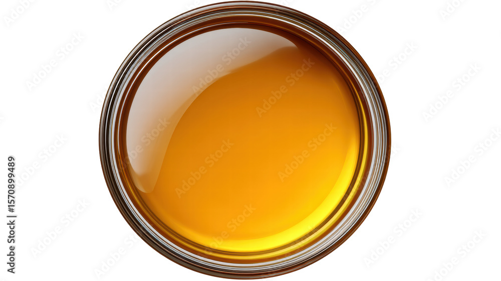 Poster golden liquid isolated on transparent background with smooth surface and shiny reflection