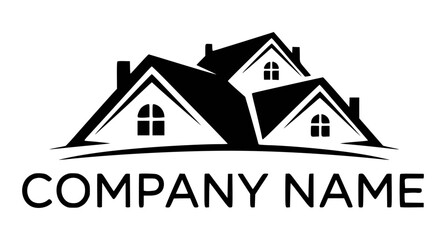 Vector illustration of a real estate company logo in black and white