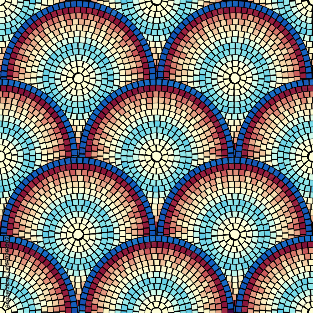 Aufkleber seamless pattern with mosaic tiles, editable template. ancient mosaic ceramic tile pattern. vector i