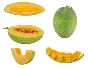 High Quality PNG Picture of cantaloupe melon isolated on white background