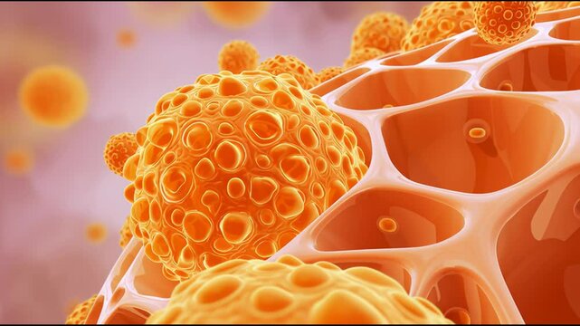 Fat cell close-up, micro view 