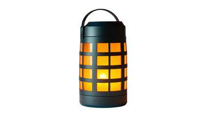 • A solar-powered outdoor lantern with a modern design, isolated on white background in HD 