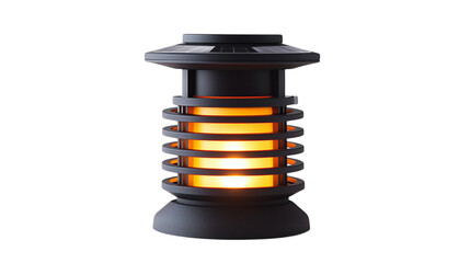 • A solar-powered outdoor lantern with a modern design, isolated on white background in HD 