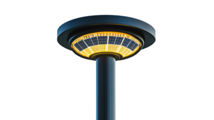 • A solar-powered outdoor light system with a modern design, isolated on white background in HD 