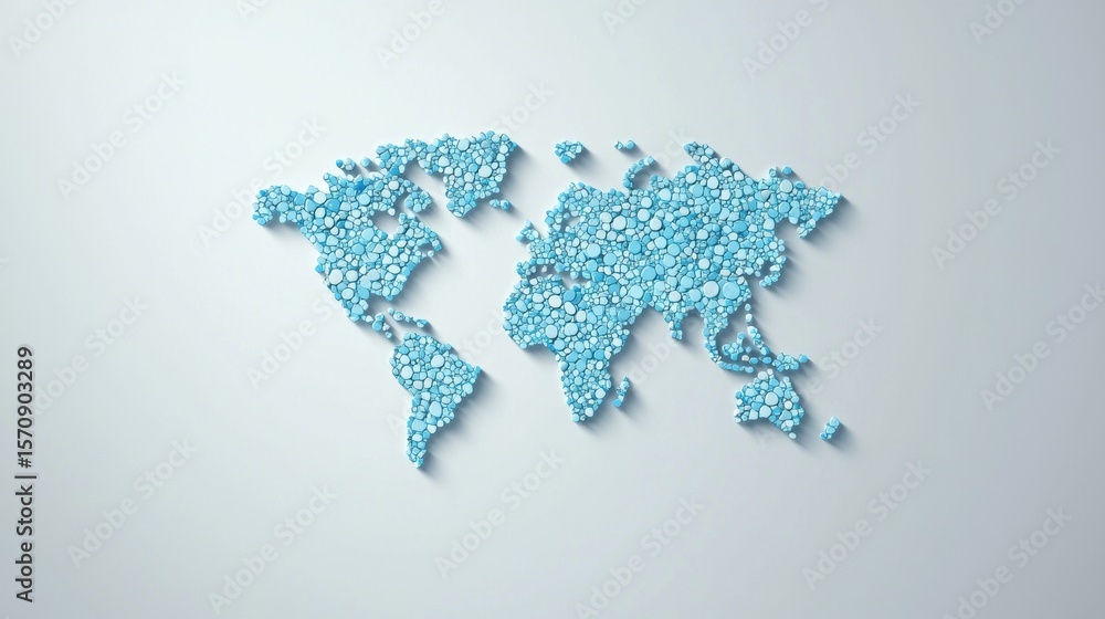 Poster global world map world map with icons representing different industries and businesses, symbolizes g