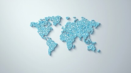 Global World Map World map with icons representing different industries and businesses, symbolizes global trade and commerce