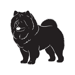 Iconic Chow Chow digital black representation, clearly identifying this cherished breed - Chow Chow silhouette - Chow Chow Vector - Silhouette of Chow Chow - dog vector

