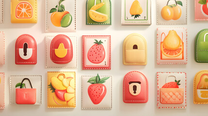 Fruit Post Office Stamps With Fruit Designs