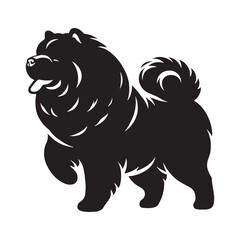 Proud Chow Chow digital black form, making a strong visual impact in any design - Chow Chow silhouette - Chow Chow Vector - Silhouette of Chow Chow - dog silhouette

