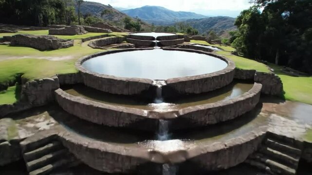 The remarkable inca water engineering of tipon in peru showcases ancient terraces and cascading pools, nestled within a lush mountain landscape