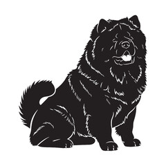 Regal Chow Chow canine digital black silhouette, showcasing its distinctive and lion-like form - Chow Chow silhouette - Chow Chow Vector - Silhouette of Chow Chow - dog vector


