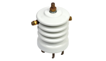 Ceramic electrical insulator isolated on transparent background