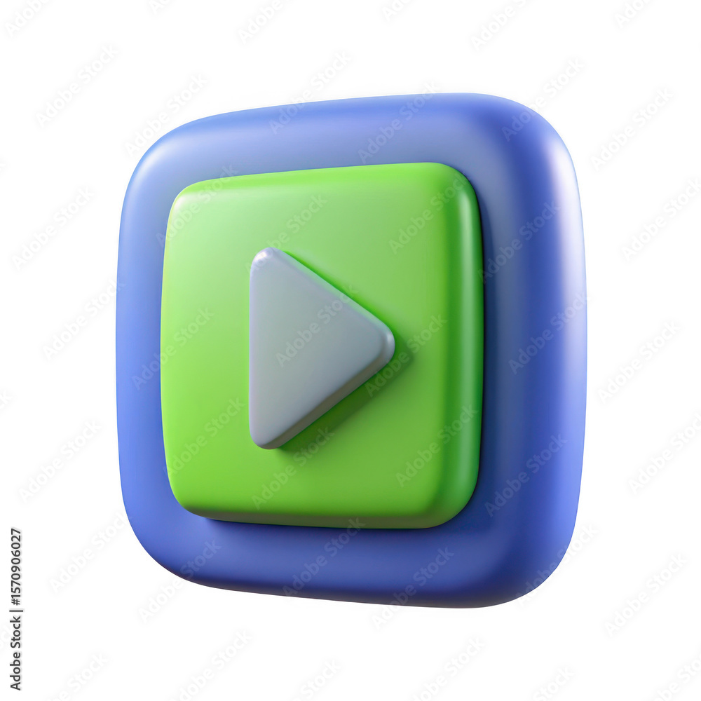 Aufkleber 3d play button icon isolated on transparent background