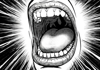 Horrifying Wide Open Mouth with a Single Eyeball and Grotesque Teeth