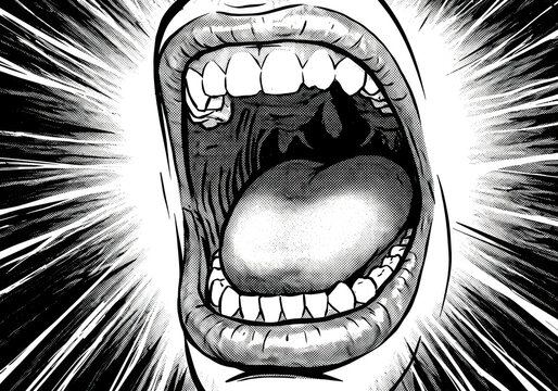 Horrifying Wide Open Mouth with a Single Eyeball and Grotesque Teeth