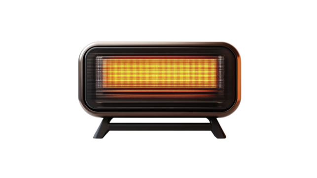 • A stylish electric heater with smart controls, isolated on white background in HD 