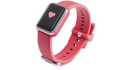 • A stylish fitness tracker with a heart rate monitor, isolated on white background in HD 