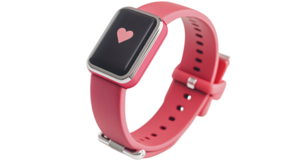 • A stylish fitness tracker with a heart rate monitor, isolated on white background in HD 