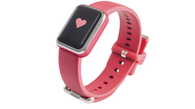 • A stylish fitness tracker with a heart rate monitor, isolated on white background in HD 