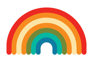 Retro Rainbow Illustration Vibrant Vintage Colors and Design Ai generated