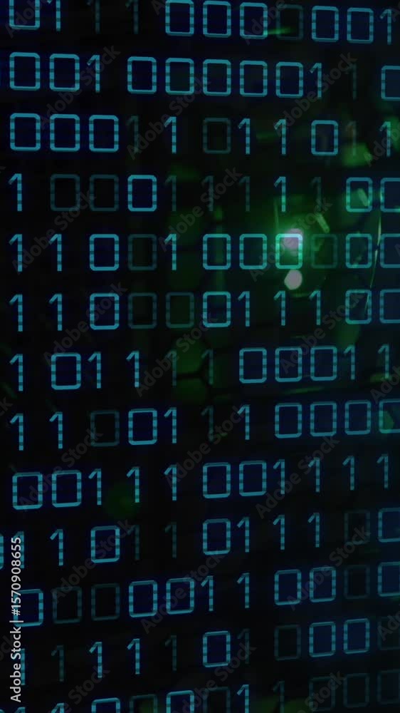 Poster animation of data processing over server room