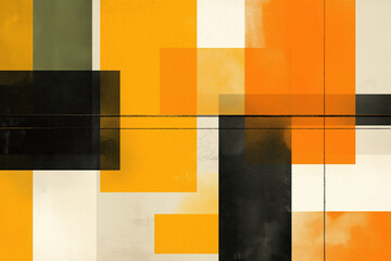 Mid-century modern abstract background, bold geometric shapes, grain texture. Flat illustration style, vibrant retro design elements. Perfect for posters, modern digital art.