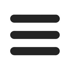 Fototapeta premium A black menu icon with three lines isolated on white background